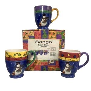 SANGO Sweet Shoppe Christmas by Sue Zipkin Snowman Box of 3 Mugs #3041-50